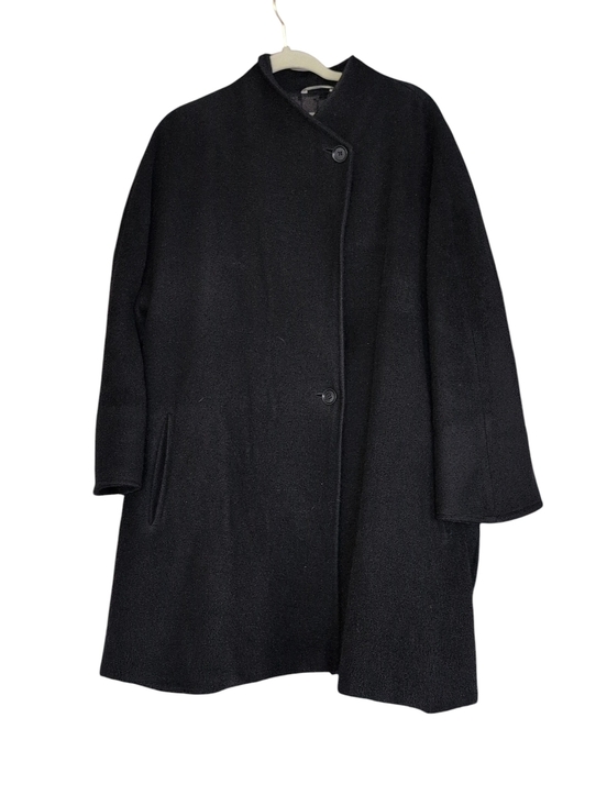 MaxMara Jackets & Blazers - Max Mara Button Overcoat - Women's Mid-Length Black Wool Regular Size 48